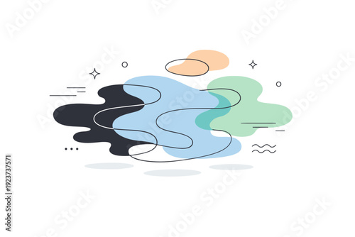 Tranquil Ink Abstractions. Ink in water abstractions. Layered translucent ink forms drifting apart, abstract scene focused on depth, flow, and visual calm.