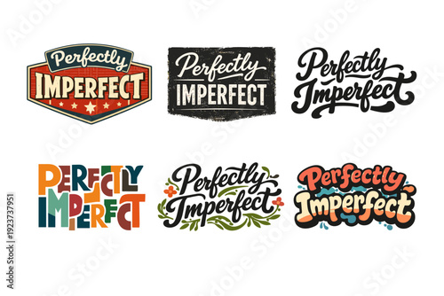 Artistic Lettering Grid. Perfectly Imperfect. Set lettering. harmonious lettering variations of the same emblematic concept, each with different artistic