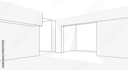 Minimalist linear architectural interior design concept in black and white