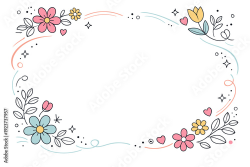 Seasonal holiday vectors ? Mother?s Day. Abstract floral background framing empty space for text, with gentle curves and decorative dots.