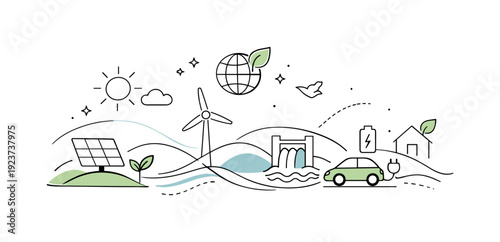 Sustainable energy sources and electric car charging at a green house