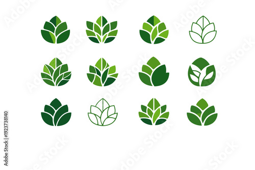 Inspirational design with ecology materials trend. Icon set. Set Logo of Inspirational design with ecology materials trend: organic shapes
