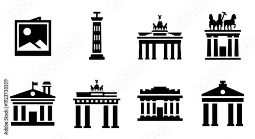 Iconic berlin landmarks in minimalist silhouette style