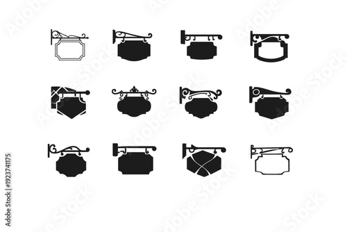 Vintage cafe. Icon set. Set Logo of vintage cafe: cafe signboard. harmonious logo variations of the same emblematic concept, each with