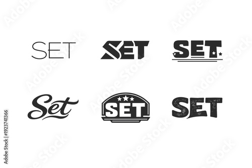 Minimal Raised Lettering. Set lettering. harmonious lettering variations of the same emblematic concept, each with different artistic interpretation (Modern