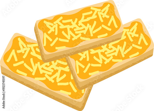 Cheesy toast with melted cheese.