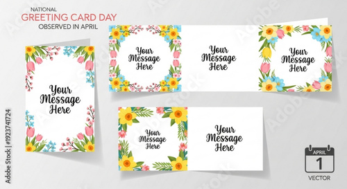 National greeting card day floral templates for april customizable cards with flowers