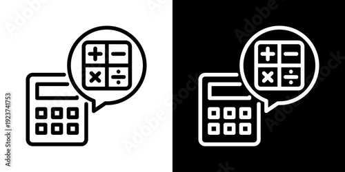 Calculator Icon Of Line Black And White Style 