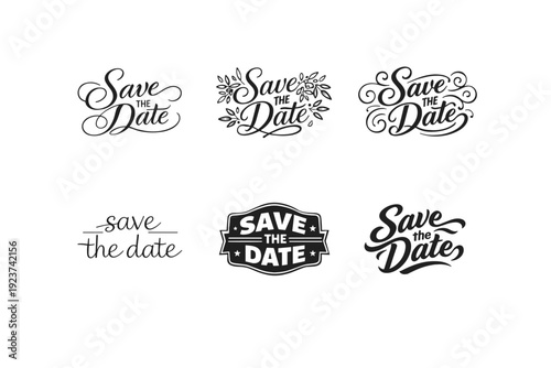 Wedding Calligraphy. Set lettering. harmonious lettering variations of the same emblematic concept, each with different artistic