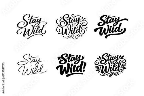 Trendy Modern Script Lettering. Set lettering. harmonious lettering variations of the same emblematic concept, each with different artistic