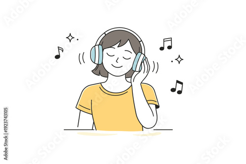 Solo Music Bliss. Micro-joy everyday moments. Simple happiness while listening to music alone, eyes closed and gentle movement. Calm personal enjoyment with