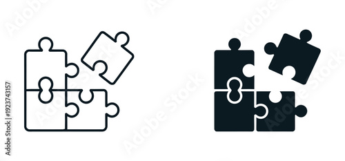 Puzzle piece vector logo illustration representing connection, integration, and collaborative elements in simple flat design style
