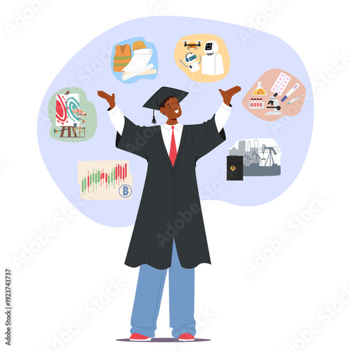 Happy boy graduate celebrating many career opportunities and vast professional possibilities