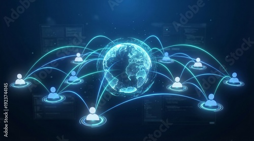 Global Network of People Connecting Around the World Digital Social Connection Concept.