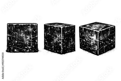 Old film scratch dot overlay A distressed film overlay combining dots and scratch-like density breaks depicted in front view, side view, and three-quarter view