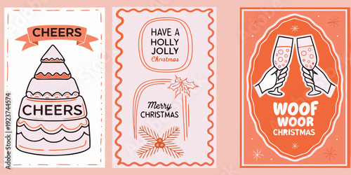 Festive christmas card designs with holiday greetings and illustrations