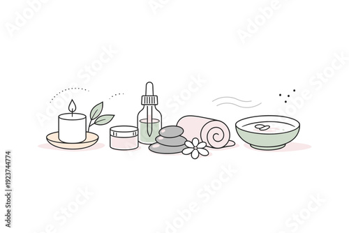 Minimalist Wellness Design. Minimal self-care background. Spacious composition with subtle curves and quiet visual flow, peaceful and premium feeling. The