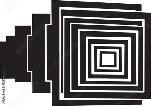Geometric black and white square maze design concept art