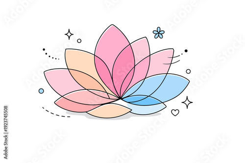 Flower petal textures. Editorial-style abstract artwork with layered organic shapes inspired by petals unfolding. Gentle rhythm and soft