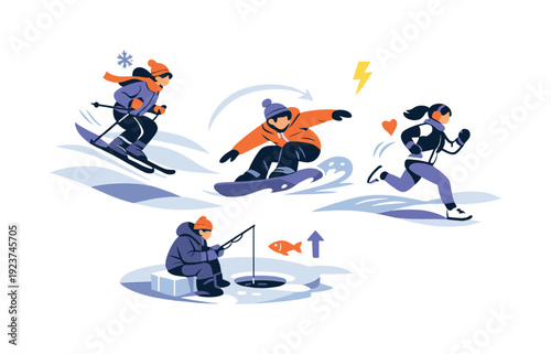 Minimal frozen world. Abstract ice fields with smooth curves, soft snow layers, and distant