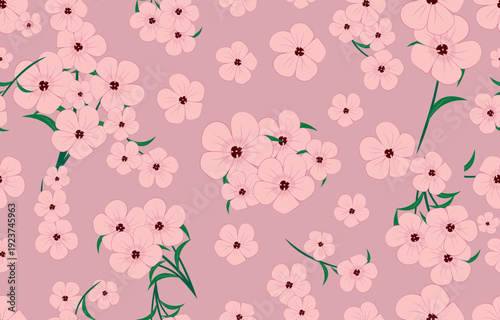 Seamless floral vector image. Pink floral pattern.