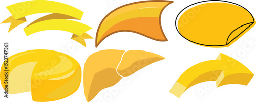 Cheese slices and wedges set. Yellow dairy pieces in different shapes and styles. Flat food illustration isolated on transparent background.