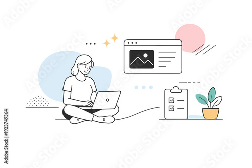 Asymmetrical compositions. Modern layout with layered shapes and uneven margins, emphasizing openness and contemporary design principles. Clean editorial