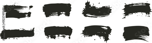 brushstroke vector set ten black ink brush strokes for design