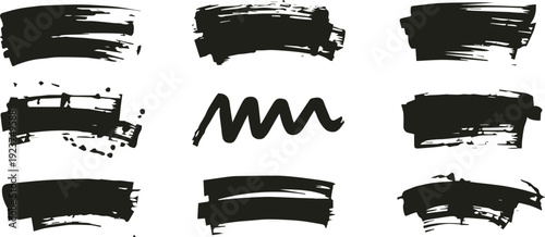 brushstroke ink texture set vector brush marks collection