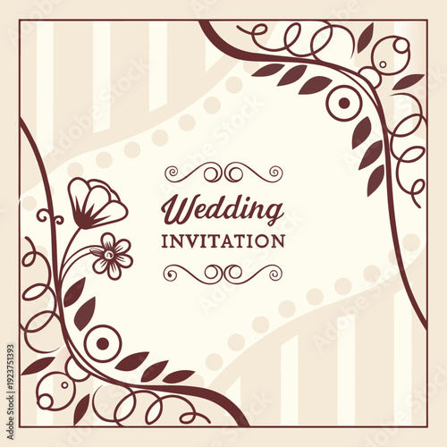 A minimalistic composition featuring a partial view of a dark red frame against a light beige background creating a simple