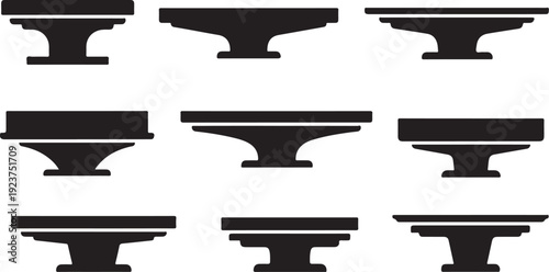 Set of black pedestals on white background illustration design