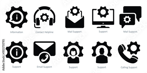 set of customer support icons as support calling