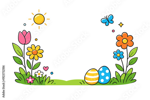 Spring holiday greeting background bright seasonal composition with blooming flowers, soft sunlight, and open space for text, conveying
