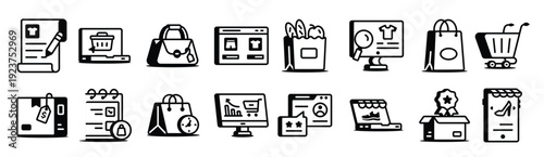 collection of e commerce and shopping line style icons