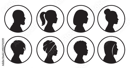 diverse silhouette portrait grid