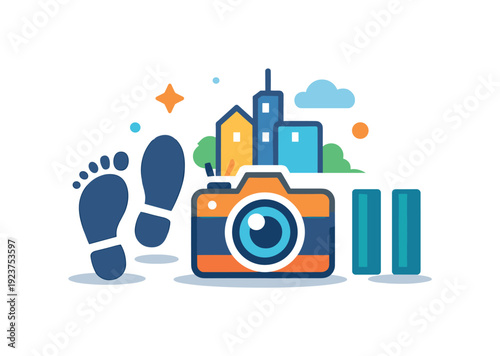 City street photography walks highlighting mindfulness and presence while moving through urban spaces. A soft and balanced scene with