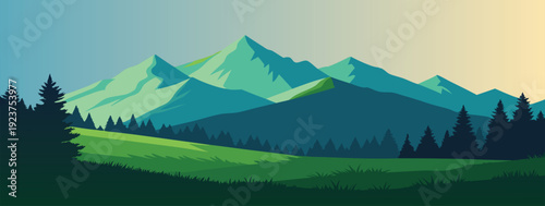  mountains enveloped by lush green trees creating a serene