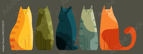 abstract grunge background with place for text and flat style cats 