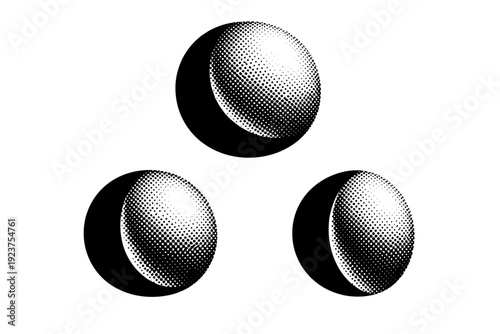 Brand-neutral minimal emblem. Black and white dot style with halftone texture and high contrast. Halftone texture with partial solid black