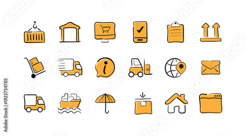 Yellow business icons