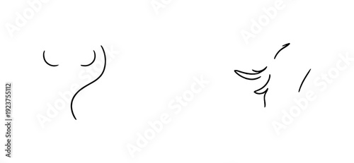 "Haunted forest animals". Minimalistic one-line drawing owl and wolf merged with eerie