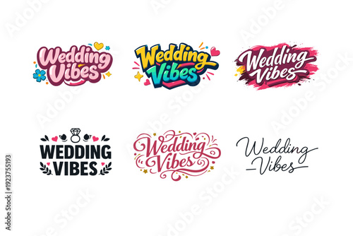 Wedding Vibes. Set lettering. harmonious lettering variations of the same emblematic concept, each with different artistic interpretation