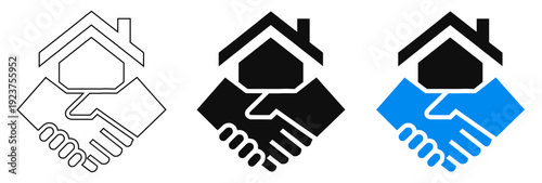 Handshake Icon Representing Real Estate Deal, House Sale Agreement, and Professional Home Loan Partnership