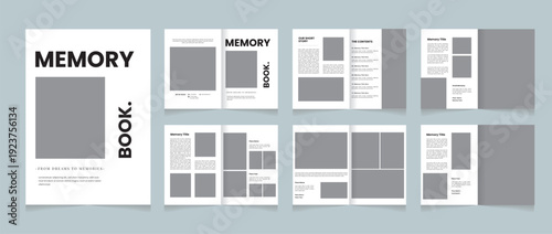 Modern Minimalist Memory Book Template | Clean Photo Album Layout | Printable Scrapbook Design