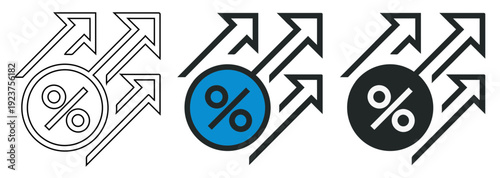 Percentage Symbol with Rising Growth Arrows for Financial Success and Profit