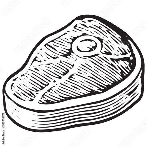 Raw Beef Steak Cut Vintage Illustration for Butcher Shop Display and Grill Menu Design