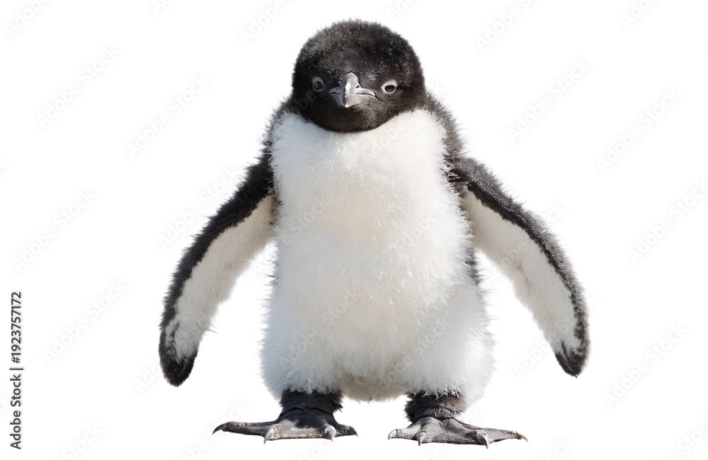 Fototapeta premium Fluffy Penguin Chick Isolated PNG Transparent Background