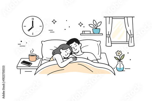 Time without plans. A soft morning scene with no alarms, phone turned face down, and slow light filtering into a calm room. Embracing