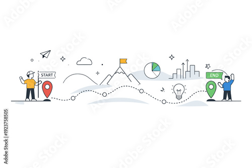 Journey mapping backgrounds. Layered background with start and end points subtly highlighted, expressing transformation over time. Clean