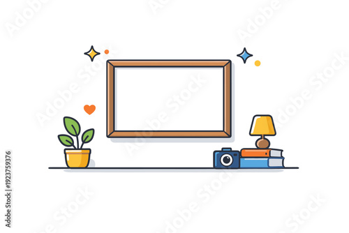 Picture frame on wall minimalist interior moment featuring an empty frame ready for art or memories, symbolizing creativity, potential and